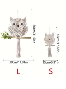 1pc Owl Macrame Home Tapestry, Wall Hanging Wall Decoration Room Decoration For Bedroom Living Room Dorm,Home Decor ,Room Decor,Wall Decor - White - View 4