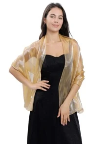 1入通用流行水晶紗披肩,韓式新娘/伴娘/晚禮服/聚會亮麗披肩 - 香檳色 - 查看 6