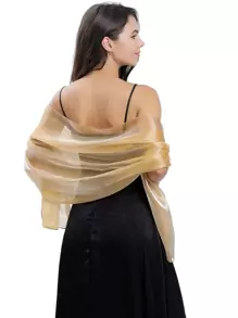 1入通用流行水晶紗披肩,韓式新娘/伴娘/晚禮服/聚會亮麗披肩 - 香檳色 - 查看 1