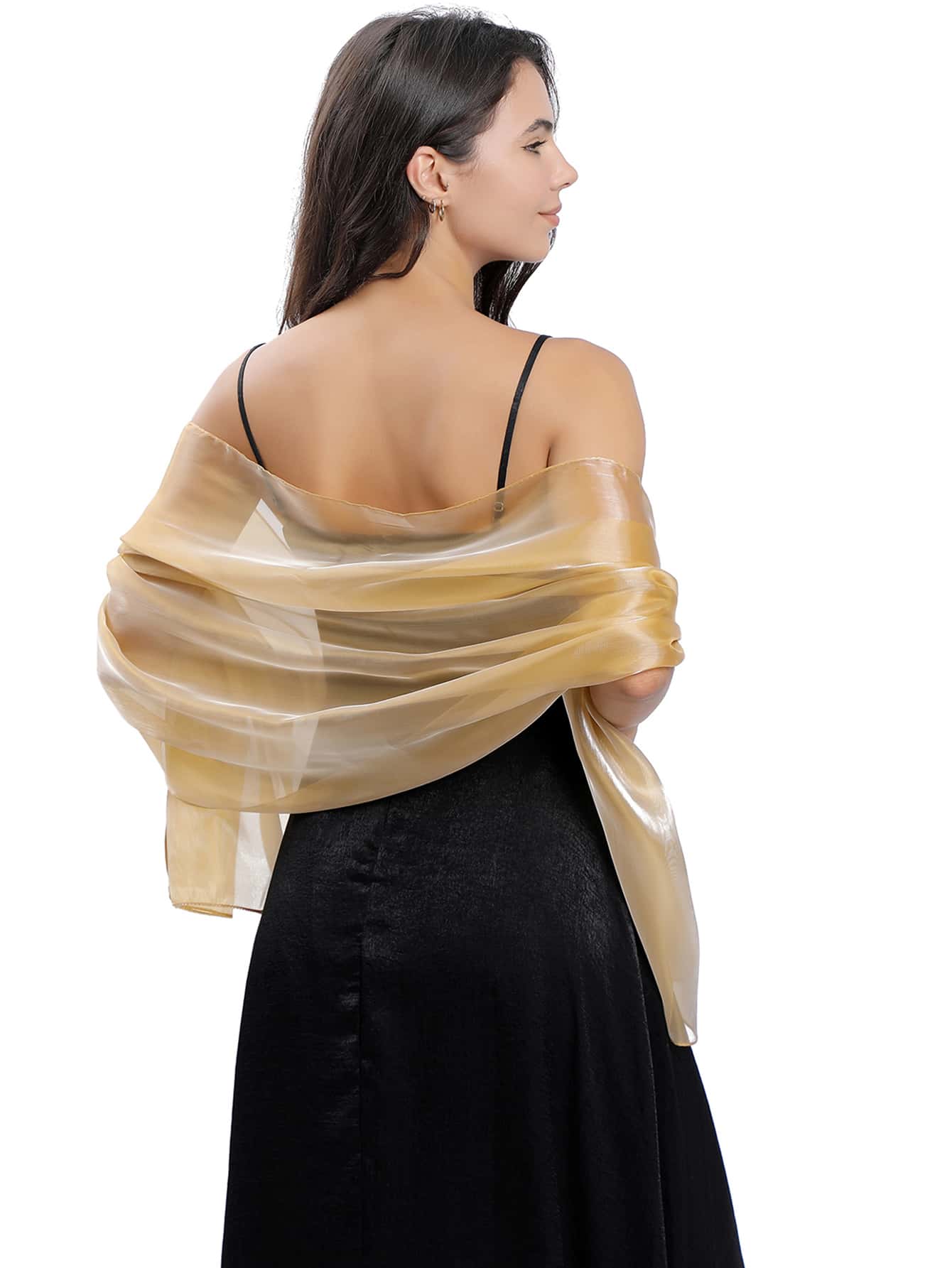 1入通用流行水晶紗披肩,韓式新娘/伴娘/晚禮服/聚會亮麗披肩 - 香檳色 - 查看 1