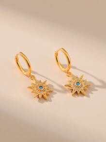 1 Miếng Phong cách Bohemian Tự nhiên Màu ngọc lam Hình mặt trời Vật rủ xuống Nhỏ bé Vòng khuyên tai Đối với phụ nữ , Thấp - Vàng - Xem 4