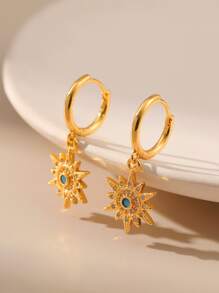 1 Miếng Phong cách Bohemian Tự nhiên Màu ngọc lam Hình mặt trời Vật rủ xuống Nhỏ bé Vòng khuyên tai Đối với phụ nữ , Thấp - Vàng - Xem 2