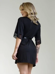 Plus Size Robes & Robe Sets - Black - View 2