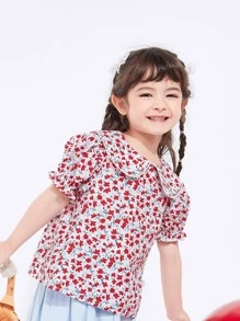 Balabala Áo thun tay bồng cổ Peter Pan in họa tiết hoa toàn thân cho bé gái - Nhiều màu - Xem 3