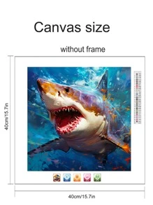 Shark Diamond Painting (40*40cm) Without Frame, Parent-child Game Diy Canvas With Drills, Tools Included - Multicolor - View 3