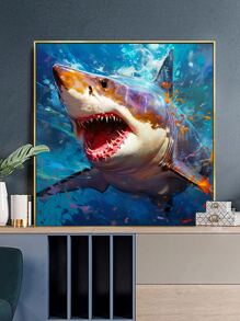 Shark Diamond Painting (40*40cm) Without Frame, Parent-child Game Diy Canvas With Drills, Tools Included - Multicolor - View 2