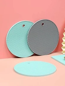 1 Miếng Cách nhiệt Đĩa nhỏ , Nhiệt độ cao Chống lại , Silicone Gia treo nôi , Đĩa , Không thấm nước Thảm trải bàn , Dày Màu thuần Đệm , - Màu xanh Bạc hà - Xem 2