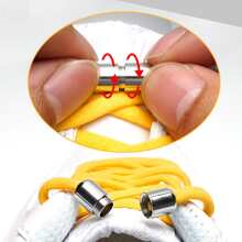 彈性系帶鞋帶半圓鞋帶帶金屬膠囊搭扣,方便和合適的適用於運動鞋 - 白色 - 查看 5