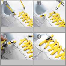 彈性系帶鞋帶半圓鞋帶帶金屬膠囊搭扣,方便和合適的適用於運動鞋 - 白色 - 查看 4