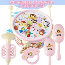 One Set Educational Toy Pat Drum - Indoor/Outdoor Interactive Game For Playing Percussion Instruments, Party Music Toy, Christmas Mardi Gras Easter Holiday Party Toy, Interactive Game Toy Birthday Gift - Random Color, Random Style, Random Packaging (6 Pieces Or 7-Piece Set, Pink/Green)