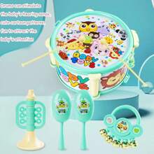 One Set Educational Toy Pat Drum - Indoor/Outdoor Interactive Game For Playing Percussion Instruments, Party Music Toy, Christmas Mardi Gras Easter Holiday Party Toy, Interactive Game Toy Birthday Gift - Random Color, Random Style, Random Packaging (6 Pieces Or 7-Piece Set, Pink/Green)