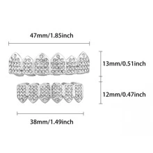Fashionable & Funny & Personalized Micro Pave Cubic Zirconia Teeth Grillz, Party Accessories - Silver - View 2
