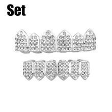 Fashionable & Funny & Personalized Micro Pave Cubic Zirconia Teeth Grillz, Party Accessories - Silver - View 7