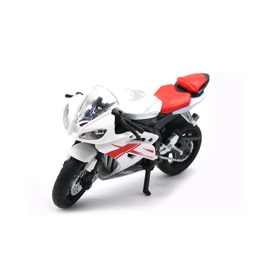 仿真摩托车模型儿童玩具摩托车摆件滑行摩托车油箱合金胶轮精美摩托车男孩生日礼物房间装饰 - 白色 - 查看 1