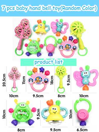 7 Pcs Small Baby Rattle Toy Set, 0-3 Years Wrist Rattles Foot Finder Rattle Sock, Arm Hand Bracelet Rattle, Feet Leg, Christmas Halloween Thanksgiving Gifts For Newborn Mom And Dad,Halloween Party, Small Size Baby Development Toys, Easter Carnival Mother's Day Gift, Random Style, Random Color, Random Accessories