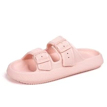 Zapatillas de mujeres hebilla con tira doble grueso suela EVA - Rosa - Ver 3