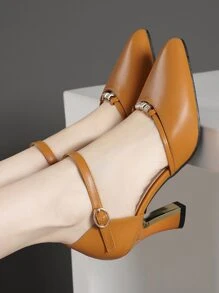 Fashionable Rhinestone Chunky Heel Peep Toe Hollow Out High-heeled Shoes