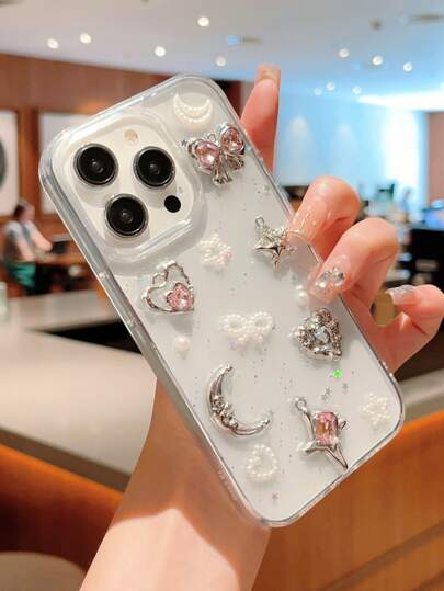 1pc Resin Star & Moon Vintage Phone Case Compatible With IPhone 17/17 Air/16/16e/15/13 Pro Max/14 Pro Max/13/14/11/12/12 Mini/13 Mini