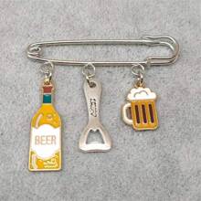 moda esmalte Jarro de cerveza serie Alfiler señoras Mujer cerveza Botella colgante Broche fiesta Bisutería regalos