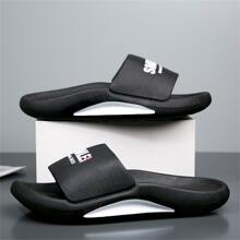 Men's Simple Design Slip-Resistant & Soft Eva Slippers For Summer - Black - View 3