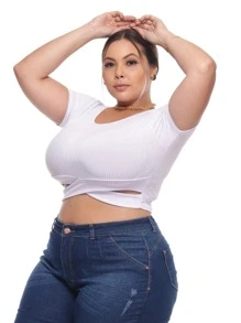 Plus Size Blouses - 白色 - 查看 3