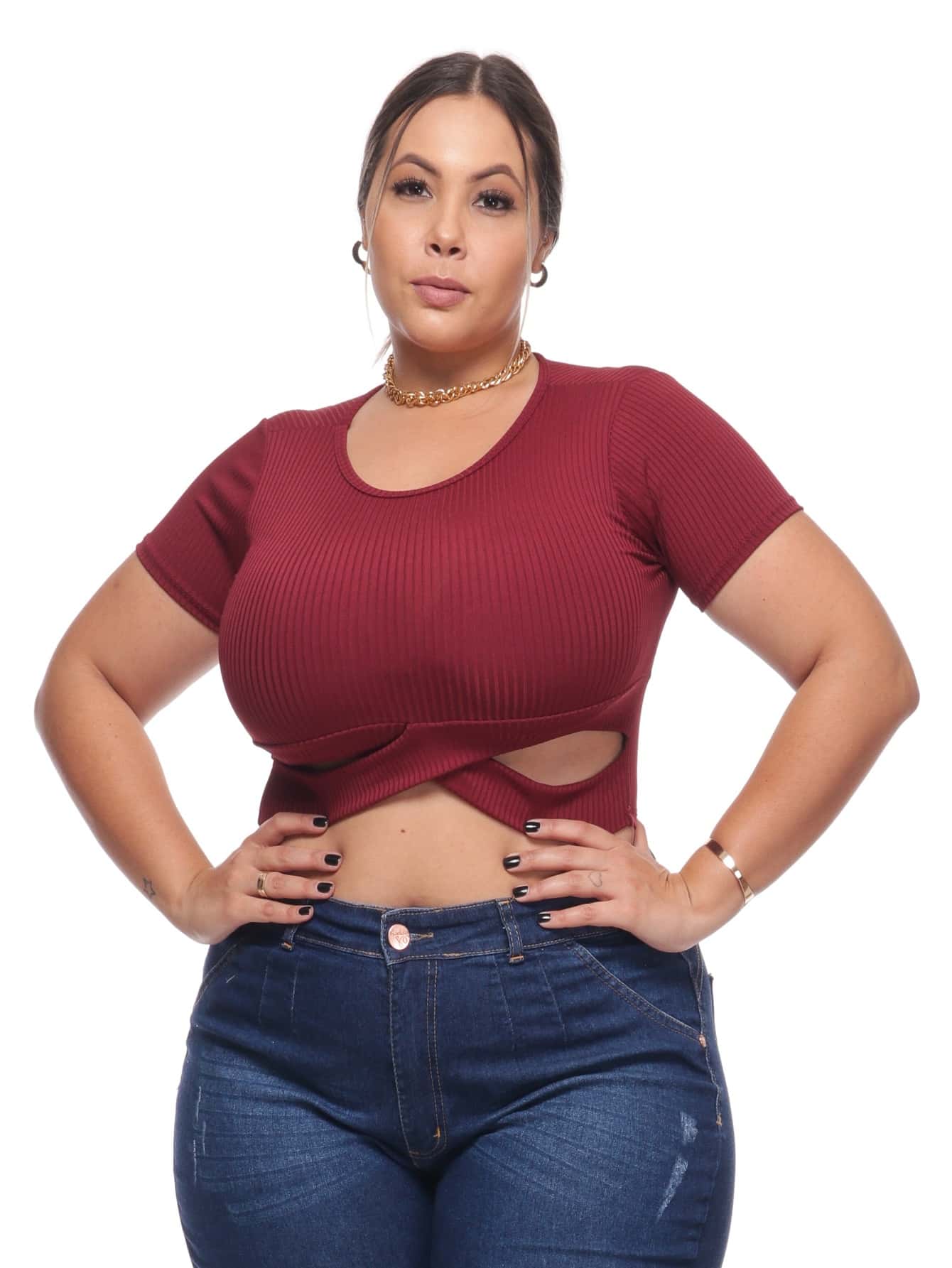 Plus Size Blouses - Màu Đỏ Sâu - Xem 1