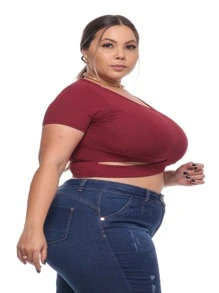 Plus Size Blouses - Màu Đỏ Sâu - Xem 3