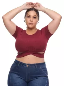 Plus Size Blouses - Màu Đỏ Sâu - Xem 4