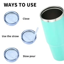 watersy 1入組帶蓋和吸管的30oz儲水杯，不鏽鋼絕緣儲水杯咖啡杯，耐用的雙層真空旅行咖啡杯保溫保冷飲品，飲料器具，藍色 - 蒂芙尼藍 - 查看 4