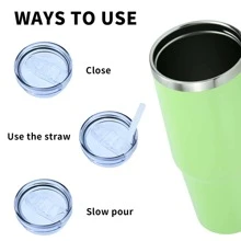 watersy 1 chiếc cốc có nắp và ống hút 30oz, cốc cà phê cách nhiệt bằng thép không gỉ, cốc cà phê du lịch chân không treo tường đôi bền nhiệt cho đồ uống nóng và lạnh, đồ uống, màu xanh lá cây - Matcha xanh - Xem 4