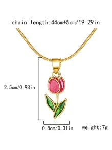 1入組油滴鬱金香設計鎖骨項鍊吊墜