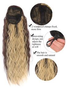 Synthetic Long Curly Hair Extension With Drawstring Ponytail - Multicolor - View 3