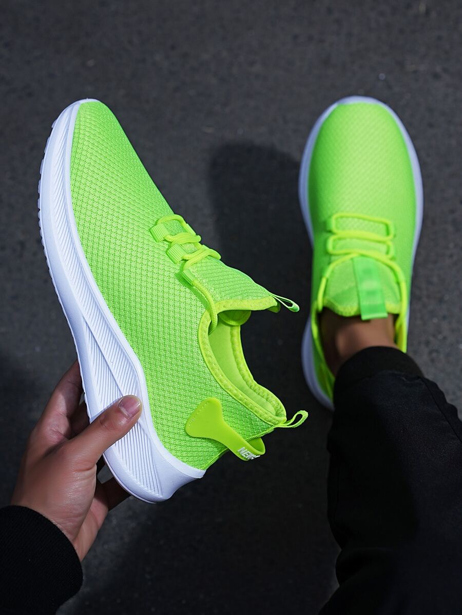 2025年夏季新款男鞋透气网布软底跑步鞋休闲运动鞋 - 綠色 - 查看 1