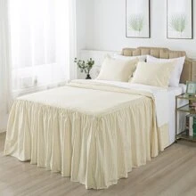 JML 3 Piece Polka Dot Ruffle Skirt Bedspread With 30-Inch Drop Farmhouse Style - 查看 1