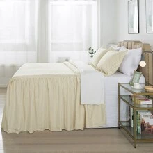 JML 3 Piece Polka Dot Ruffle Skirt Bedspread With 30-Inch Drop Farmhouse Style - 查看 3