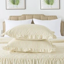 JML 3 Piece Polka Dot Ruffle Skirt Bedspread With 30-Inch Drop Farmhouse Style - 查看 4