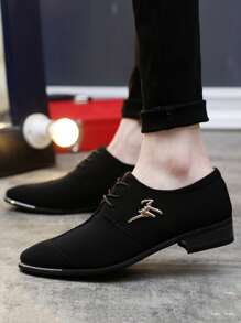 Nam Da Giày dép Mùa Đông Bộ sưu tập , Làm Việc  Giày cưới nam , Pointed-Toe Giải trí Giày dép , 2023 Hàng mới đến - màu đen - Xem 1