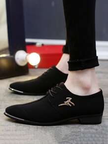 Nam Da Giày dép Mùa Đông Bộ sưu tập , Làm Việc  Giày cưới nam , Pointed-Toe Giải trí Giày dép , 2023 Hàng mới đến - màu đen - Xem 3