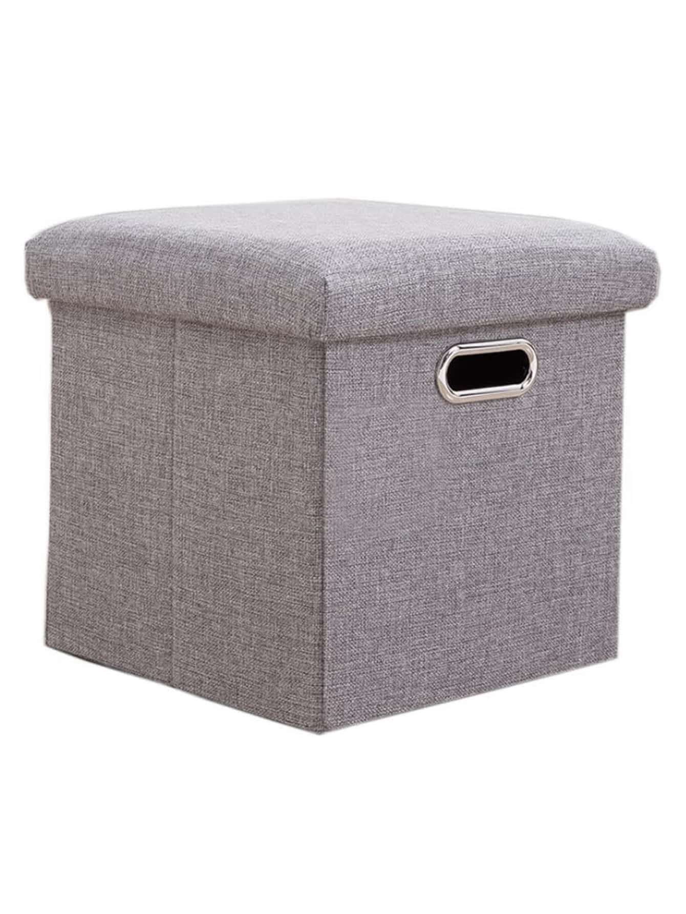 1套可摺疊儲物箱腳凳儲物座位可摺疊儲物盒中空設計,墊有記憶海綿蓋子沙發床可節省空間11.8x11.8x11.8英寸 - 灰色 - 查看 1