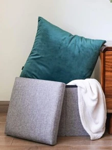 1套可摺疊儲物箱腳凳儲物座位可摺疊儲物盒中空設計,墊有記憶海綿蓋子沙發床可節省空間11.8x11.8x11.8英寸 - 灰色 - 查看 2