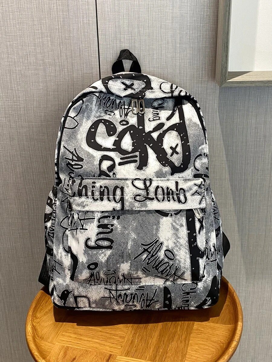 Waterproof,Lightweight Graffiti Print Functional Backpack School Bag For Graduate, Teen Girls, Freshman, Sophomore, Junior & Senior In College, University & High School, Perfect For Outdoors ,Travel & Back To School - Multicolor - View 1