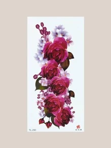 1入組火紅色的玫瑰樣式手臂臨時紋身貼 - 玫紅色 - 查看 4