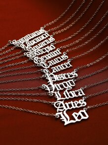 1 chiếc vòng cổ biểu tượng cung hoàng đạo và chữ cái đơn giản và thời trang, quà tặng sinh nhật và ngày lễ cho cặp đôi Unisex - Bạc - Xem 2