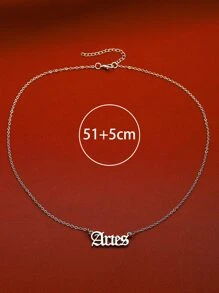 1 chiếc vòng cổ biểu tượng cung hoàng đạo và chữ cái đơn giản và thời trang, quà tặng sinh nhật và ngày lễ cho cặp đôi Unisex - Bạc - Xem 5