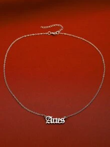 1 chiếc vòng cổ biểu tượng cung hoàng đạo và chữ cái đơn giản và thời trang, quà tặng sinh nhật và ngày lễ cho cặp đôi Unisex - Bạc - Xem 4