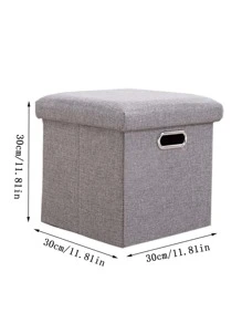 1套可摺疊儲物箱腳凳儲物座位可摺疊儲物盒中空設計,墊有記憶海綿蓋子沙發床可節省空間11.8x11.8x11.8英寸 - 灰色 - 查看 7