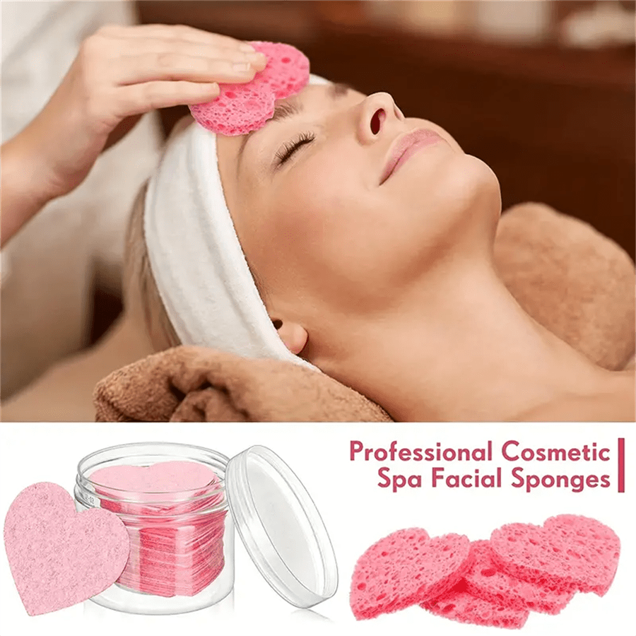 20pcs Reusable Face Powder Puff, Wood Pulp Sponge Facial Powder Puff, For Deep Skin Impurities