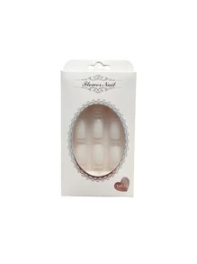 24入組/盒中等長度乳白色白色按壓風格美甲指甲片適合女士,日常&派對可拆卸假指甲藝術 - 白色 - 查看 6