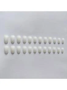 24入組/盒中等長度乳白色白色按壓風格美甲指甲片適合女士,日常&派對可拆卸假指甲藝術 - 白色 - 查看 7