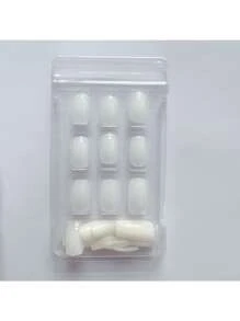 24入組/盒中等長度乳白色白色按壓風格美甲指甲片適合女士,日常&派對可拆卸假指甲藝術 - 白色 - 查看 8
